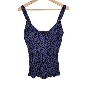 Express Purple and Black Patterned Tank Top